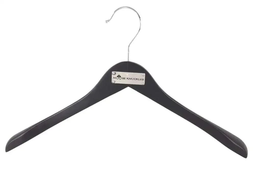 Moose Knuckles Heavy Duty Wooden Coat Hangers Set of 4 Black